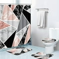 thumbnail image 5 of 4 Pcs Shower Curtain, Pink Silver Abstract 3 Pieces Shower Curtain with Non-Slip Rugs, Toilet Lid Cover andBath Mat, Bathroom Sets Decorations 72" x 72", 5 of 6