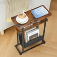 thumbnail image 6 of Narrow Small Side Table for Small Spaces - Slim End Table with Magazine Rack - 2 in 1 Narrow End Table Living Room - Skinny Bedside Table Nightstand Bedroom Thin Side Table, Rustic Brown, 6 of 10