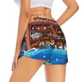 thumbnail image 3 of Disketp Animals On Noah's Ark2 Print Women's Shorts Workout Shorts for Athletic Gym Running Shorts with Phone Pockets Small, 3 of 8