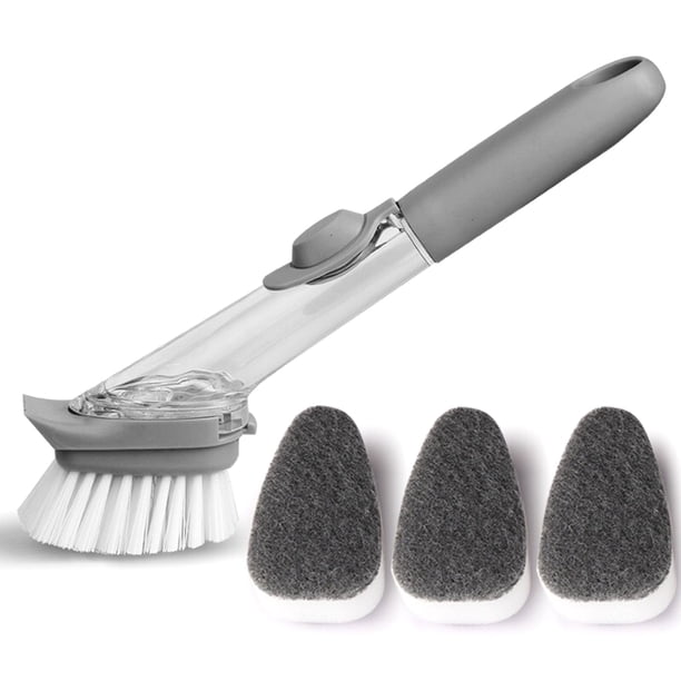 Toystoory Cepillo de limpieza Tazón reciclado Vajilla Cepillos de fregado con mango largo Reemplazable Cocina Baño Suministros de limpieza para el hogar