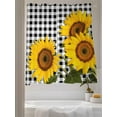 thumbnail image 3 of Sunflower Sheer Curtains 2 Panels Set Countryside Yellow Flower Black And White Check Lihgt Filtering Rod Pocket Voile Drape, Semi Sheer Window Curtains for Bedroom Living Room, 52"x63", 3 of 5