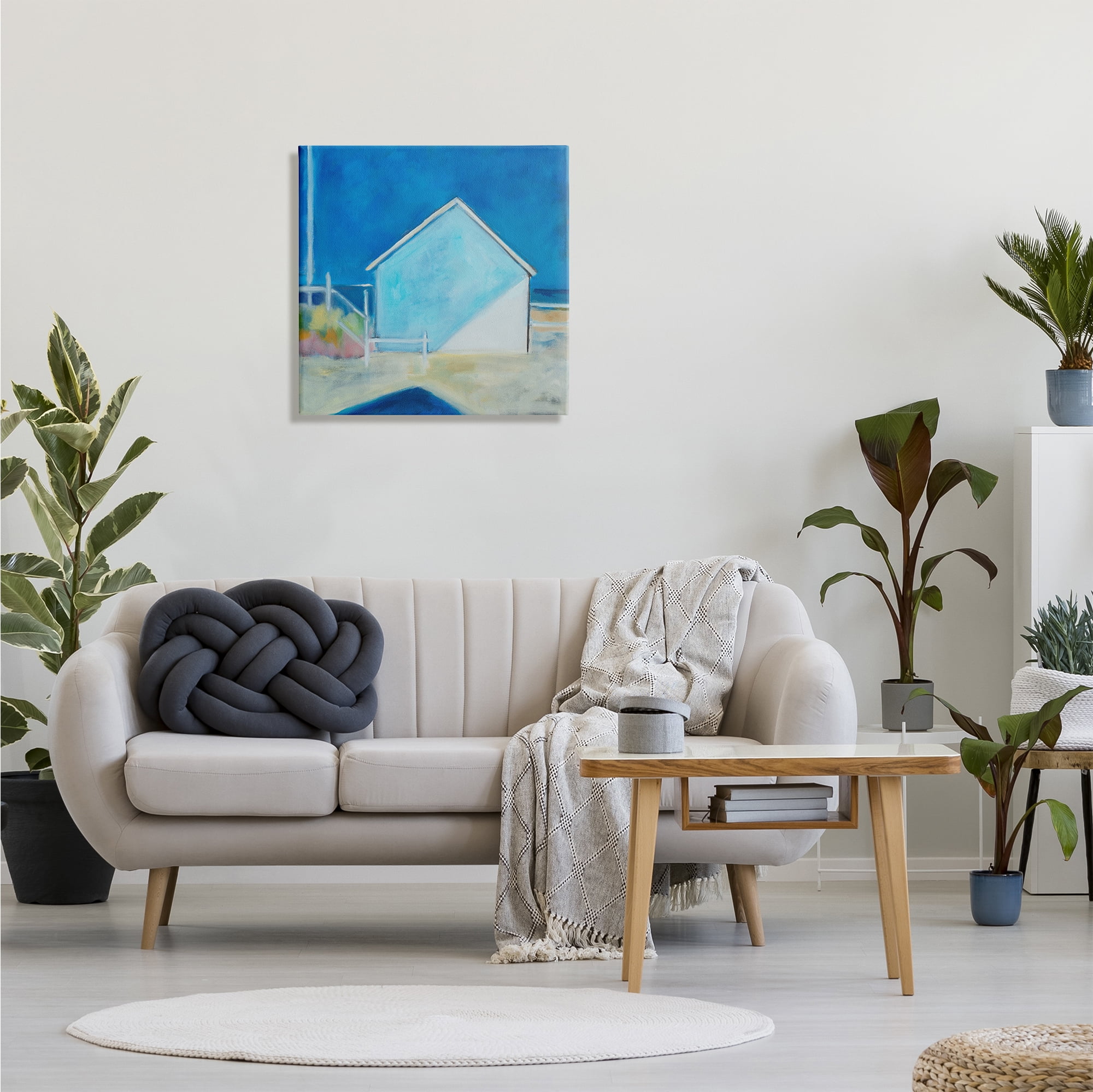Stupell Indtries Contemporary Beach Hoe Landscape Soft Minimal Blue Waters,24 x 24,Design by Snne Marie