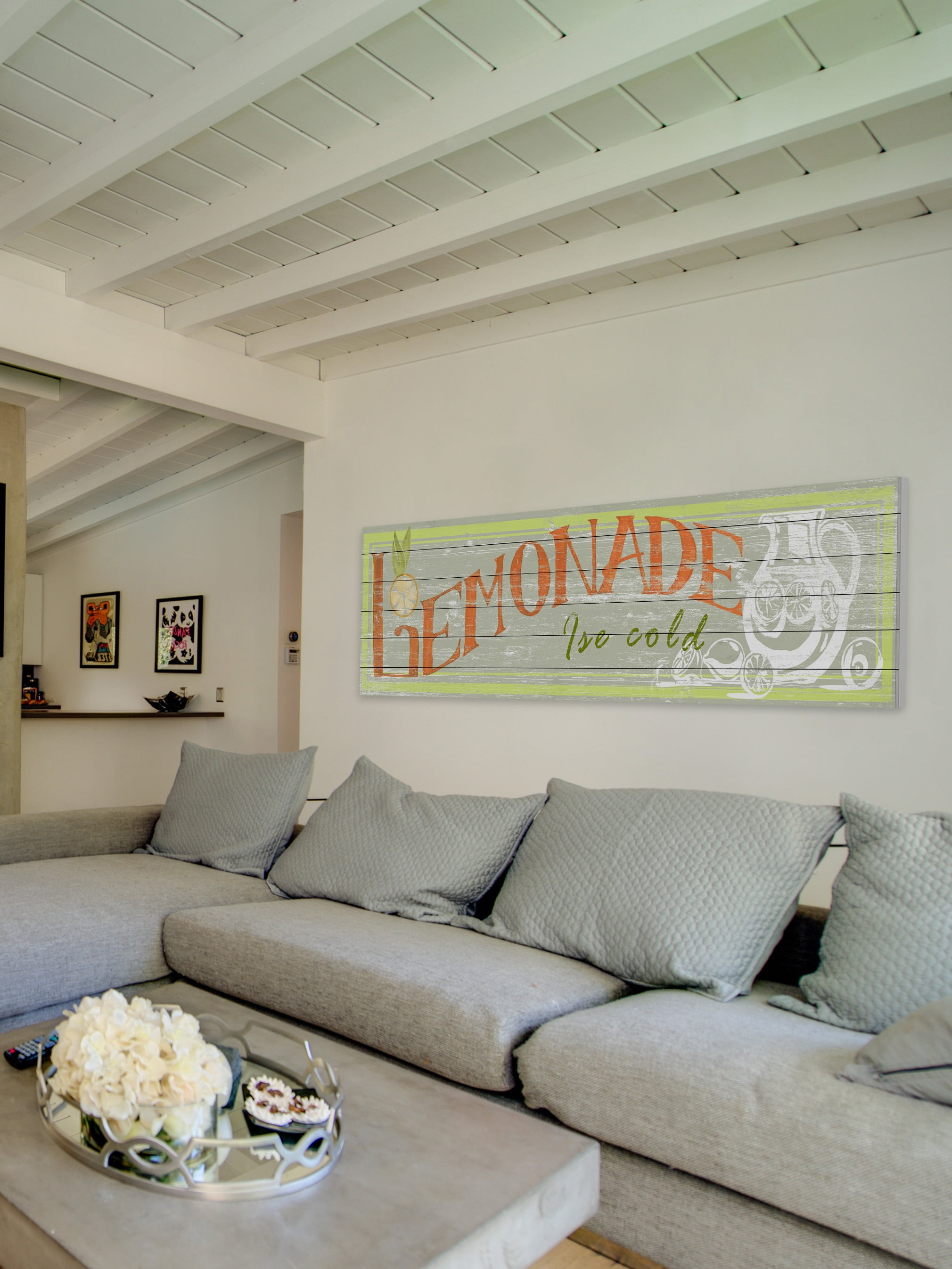 Marmont Hill Ice Cold Lemonade White Wood Wall Art, 10" x 30"