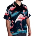 thumbnail image 2 of Flamingo Tropical Rainforest Men's Short Sleeve Beach Shirts Button Down Poplin Casual Printed Summer Unisex, 2 of 6
