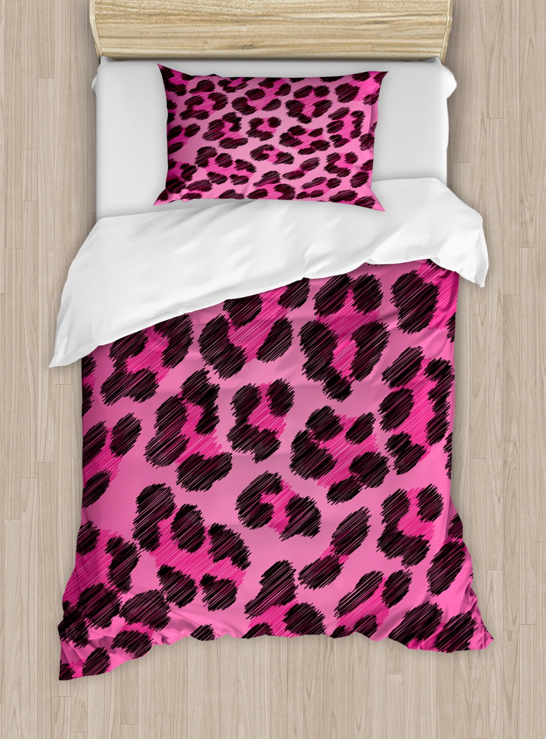 Teen Room Duvet Cover Set Vibrant Leopard Skin Pattern Fashion
