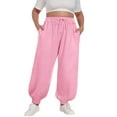 thumbnail image 2 of HLKJKLS Sweatpants Women Plus Size Elastic Waist Pockets Sport Casual Loose Long Sweatpants Polyester Trousers Pink M-5Xl, 2 of 6