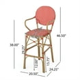 thumbnail image 2 of GDF Studio Danberry Outdoor Wicker and Aluminum 29.5 Inch French Barstools, Set of 4, Red, White, and Bamboo Print Finish, 2 of 8