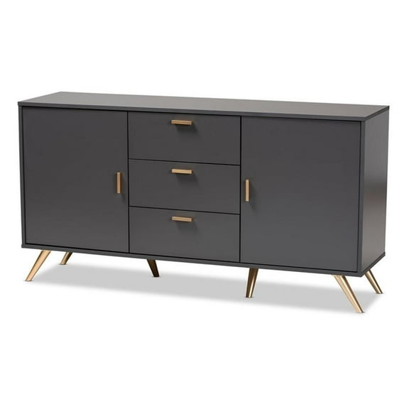 Bowery Hill Dark Grey and Gold Finished Wood 2-Door Sideboard Buffet