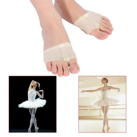 Qiilu 1 Pair Lyrical Ballet Belly Dance Paws Pad Foot Thongs Shoes Half Sole Forefoot Pads Skin Color Size M