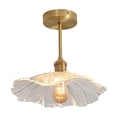 thumbnail image 1 of FSLiving RV Hardwired Clear Glass Wall Light, 12V Retro RV Decorative Light Ceiling Light Flower Fixtures Ceiling Mount, E26 2700K Bulb Included Industrial Semi Flush Mount for RV Camper,Copper, 1 of 7