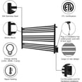 thumbnail image 5 of HEATGENE Towel Warmer 12 Bar Towel Dryer Wall-Mounted Plug-in Bath Towel Heater - Matt Black, 5 of 8