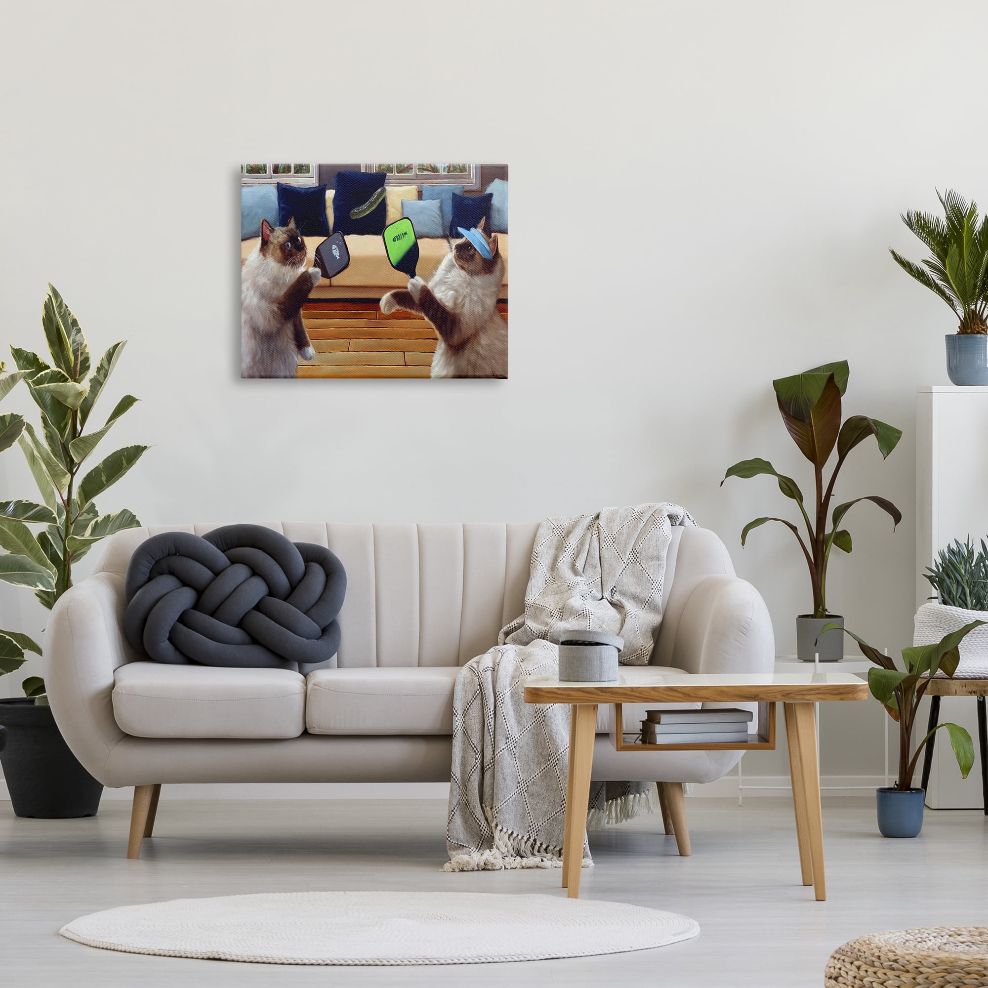 Stupell Industries Cats Playing Ping Pong Animals & Insects Painting Gallery Wrapped Canvas Art Print Wall Art, 30 x 24