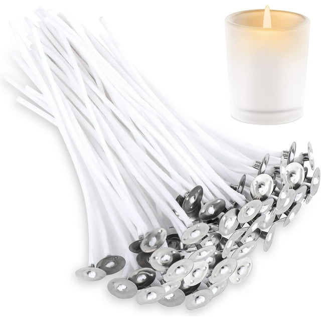 Mechas de Vela, Algodón de Bajo Humo con Base de Mecha, Adecuadas para Hacer Velas DIY