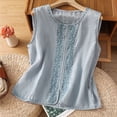 thumbnail image 2 of Tank Tops for Women Round Neck Cotton Linen Solid Color Sleeveless Blouses, 2 of 4
