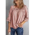 thumbnail image 3 of ABPHQTO Blusa Ahuecada Con Ribete De Ganchillo Verde Drak Verde Rosa De Mujer, 3 of 5