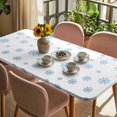 thumbnail image 3 of Christmas Table Cloths for 4 Foot Rectangle Tables, Xmas Blue Snowflakes Winter Modern Minimalist Patio Waterproof Elastic Fitted Tablecloths, Washable Rectangular Table Cover for Camping, 3 of 8