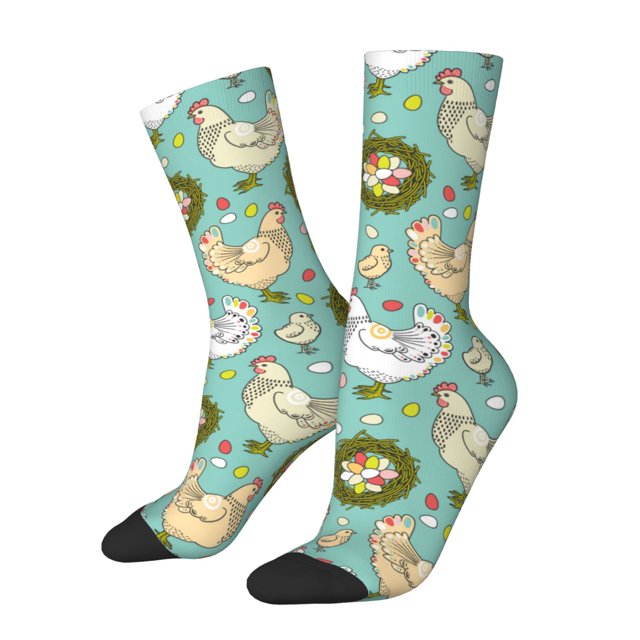 Balery Chicken Laying Eggs Calcetas Largas con Estampado para Hombre y Mujer – Suaves y Transpirables, Talla Única (US 5-11)