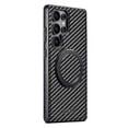 thumbnail image 2 of Funda para Samsung Galaxy S24 Ultra compatible con MagSafe, con textura de fibra de carbono, soporte giratorio y cubierta trasera de cuero., 2 of 5