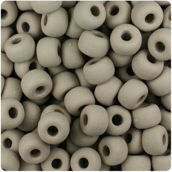 BeadTin Khaki Matte 11mm Large Barrel Pony Beads (250pcs)