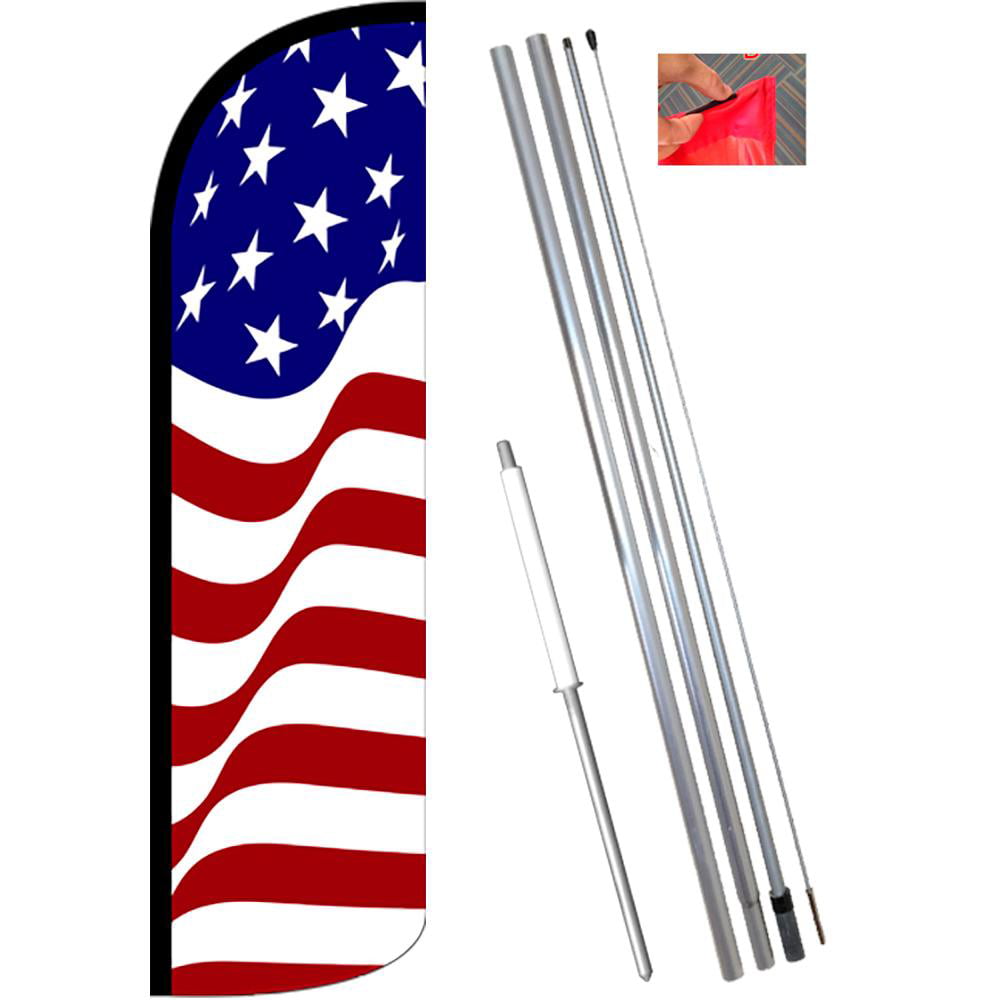 Donuts Windless-Style Feather Flag Bundle 14' OR Replacement Flag Only 11.5' 