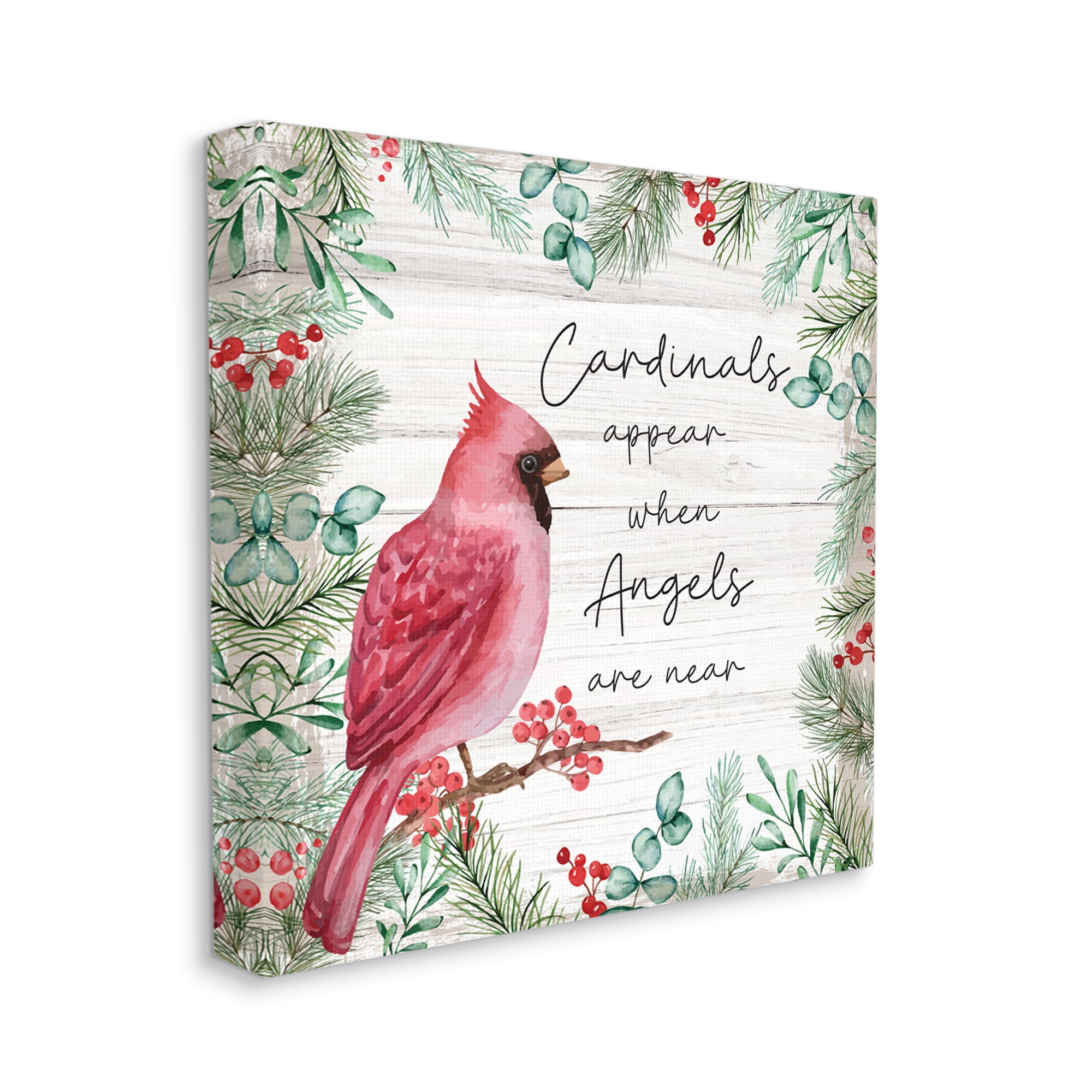 Stupell Cardinals Appear When Angels Near Phrase Animals & Insects Painting Gallery Wrapped Canvas Print Wall Art