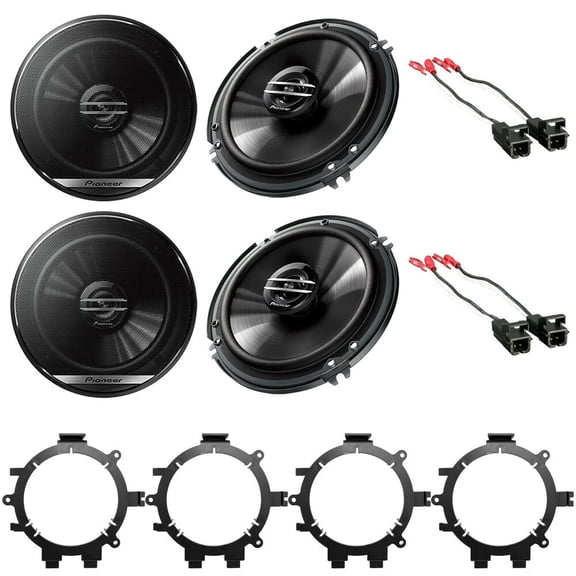 Pioneer TS-G1620F 2 Way 6.5" Front & Rear Door Speakers   Harness & Install Speaker Adapter 1995-up Select GM Full Size Trucks & SUVs
