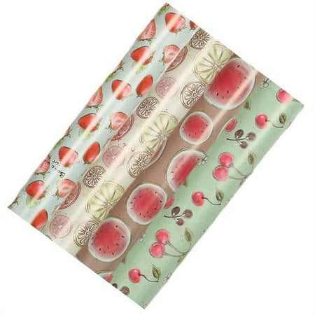 Panda Superstore Random Pattern Fruits Roll Birthday Holiday Baby Shower Gift Wrapping Paper - Strawberry, Watermelon, Cherry & Grapefruit, Multi Color - 8 per Roll