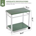 Efurden Outdoor Dining Cart Table, Movable Aluminum Grill Table with