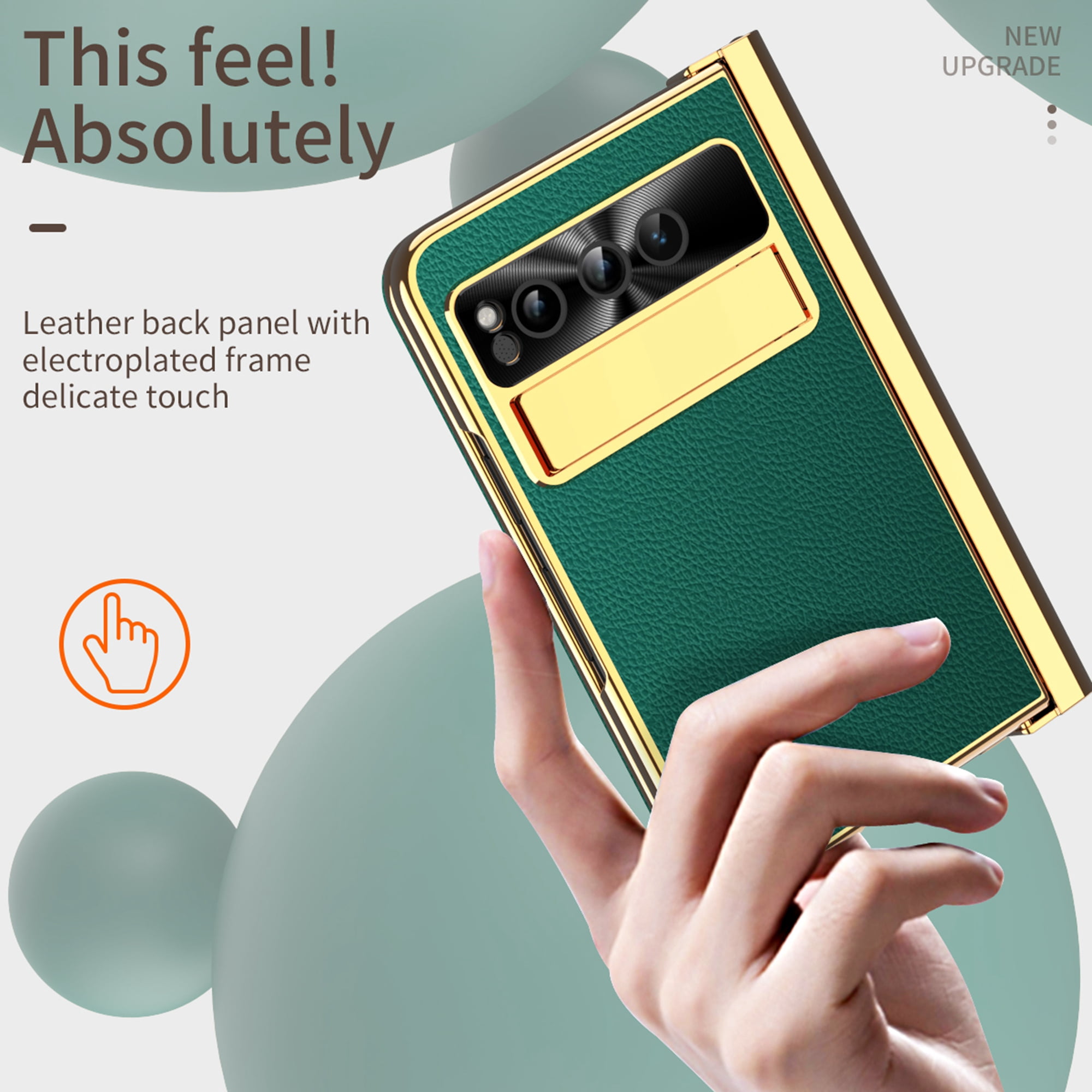 Dteck for Google Pixel Fold Case with Built-in Tempered Glass Screen Protector, Full Body Hinge Protection Shockproof Case with Pen Slot for Pixel Fold, Green