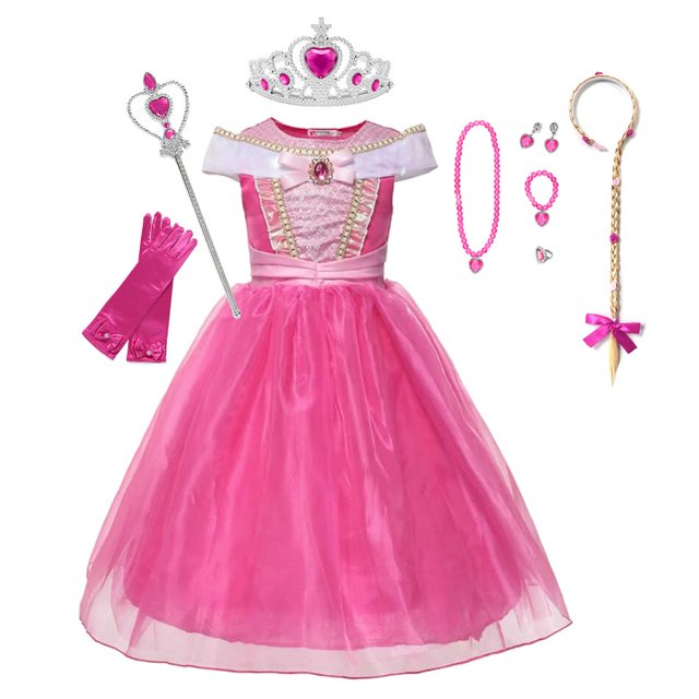 Disney Bella Durmiente niñas princesa Vestido niño Cosplay disfraz Aurora vestidos Vestido Halloween carnaval fiesta niños ropa 7-8T (etiqueta 140) Gao Jinjia LED