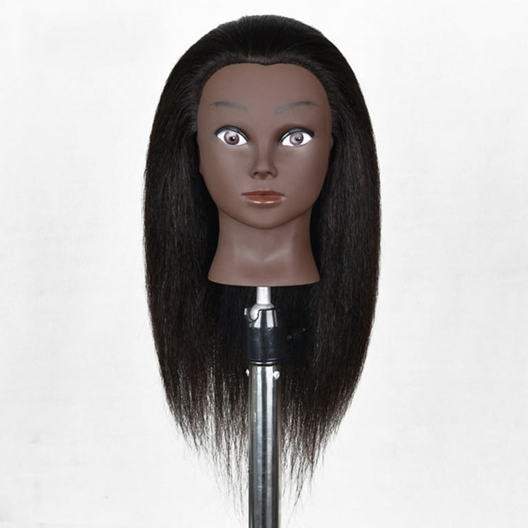 African American Mannequin Head Real Hair Manikin Head For Styling Black  16inch