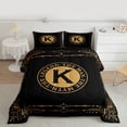 thumbnail image 2 of Manfei Monogrammed K Bedding Comforter Set for Kid, Hippie Western Aztec Twin Comforter Sets, Geometric Stripes Reversible Bedding Set, Luxury Bedroom Decor, 2 Pieces, 2 of 8