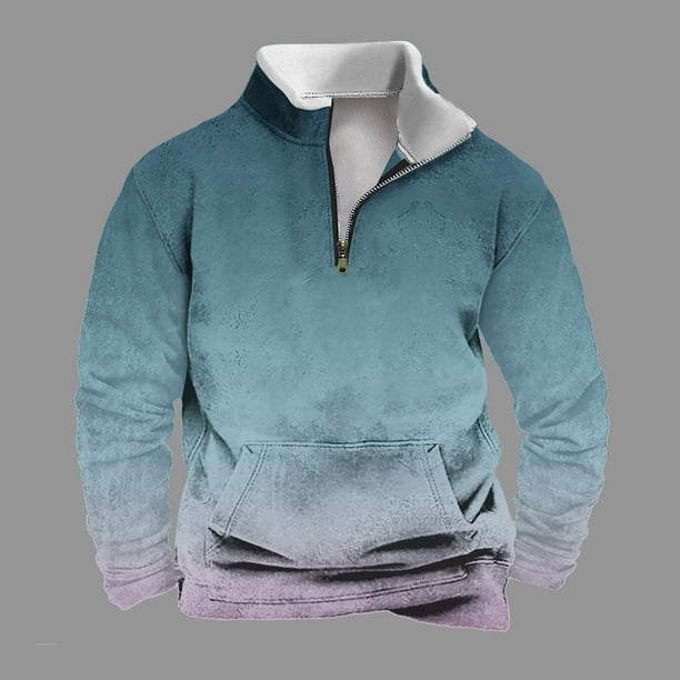 Sudadera sin capucha para hombre, informal, a la moda, con cuello alto, estampado de calaveras, cremallera, jersey de manga larga, blusa de poliéster para hombre
