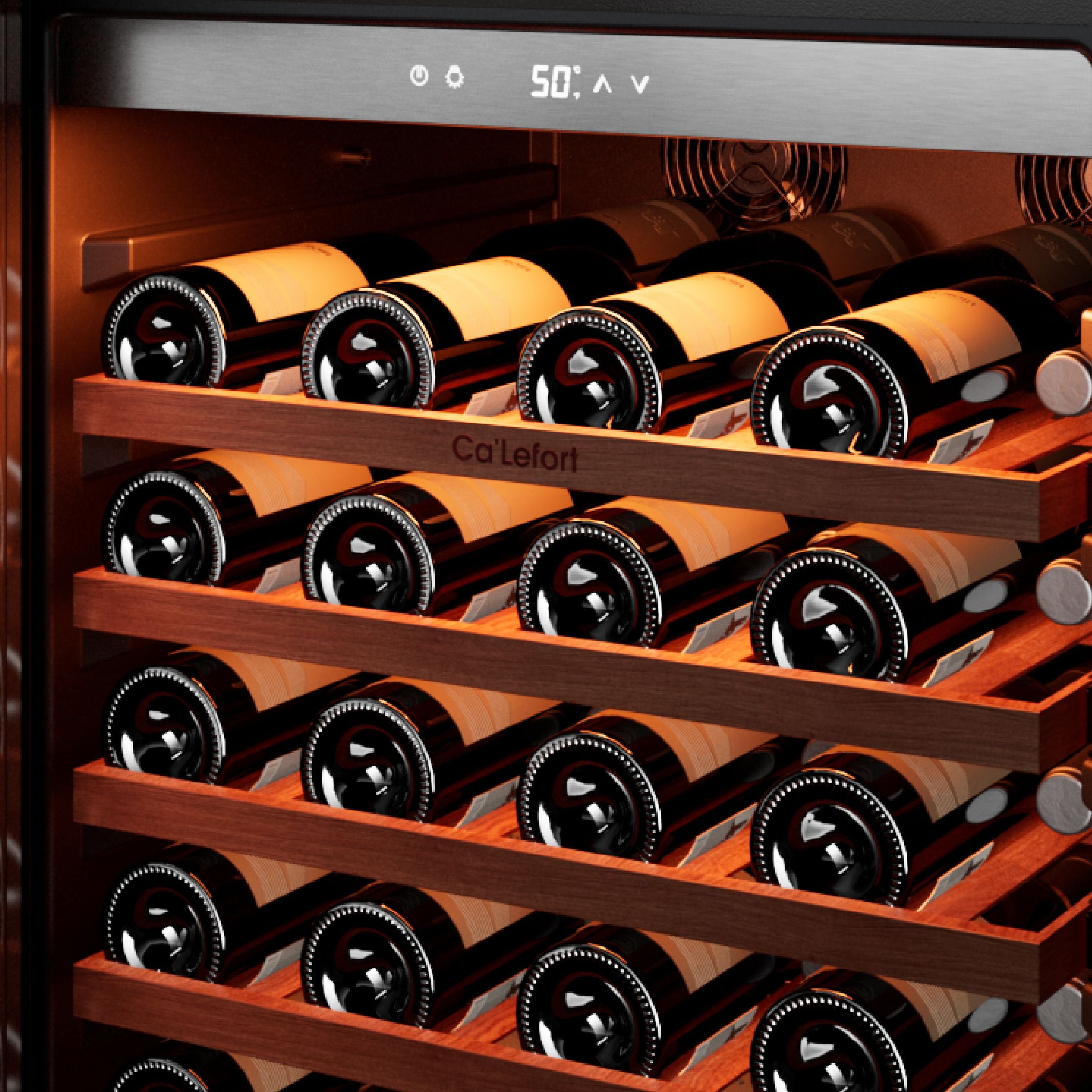 Ca‘lefort 90 Bottle Wine Refrigerator Cooler, 24'' Built-in Wine Fridge with 40-65°F and Double Glass for Home Bar & Hotel
