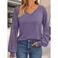 thumbnail image 6 of FUNING Womens Long Sleeve Shirts V-Neck Lace Tops Business Casual Blouses Tee Trendy 2025 Fall Fashion Outfits Clothes, 6 of 6