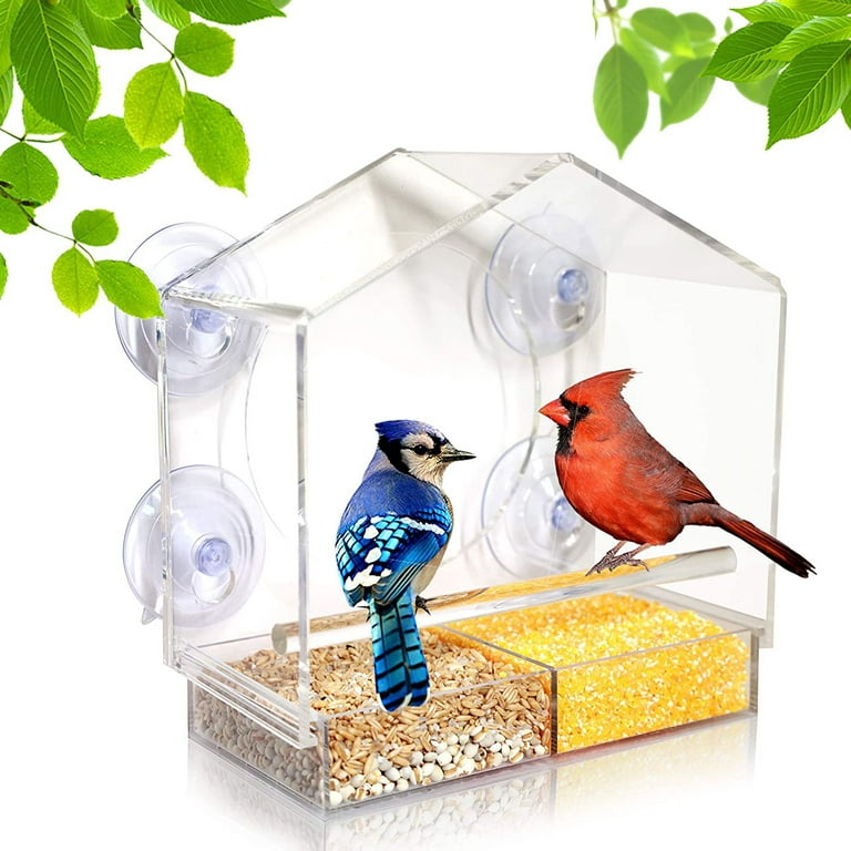 Window Bird Feeders with Strong Suction Cups, Outdoor Large Bird