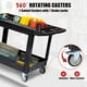 thumbnail image 3 of Carrito Utilitario Rodante de 2 Niveles, Carro de Servicio Pesado con Mango, Ruedas 360°, Capacidad 550 Lbs, Organizador de Herramientas de Plástico, 40.5x17.7 in, 3 of 7