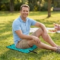 thumbnail image 5 of Fish Scales Blue Geometric Foldable Seat Cushion for Bleachers, Stadium Seats, Camping & Outdoor Events, Portable Lightweight Pad with Carabiner, 5 of 6
