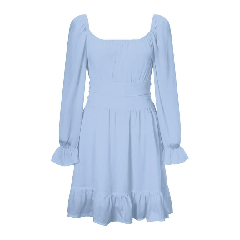 Lady Pipa Spain Blue Satin Mini Dress Medium NEW Women’s Long Sleeve Square  Nexk