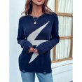 thumbnail image 3 of Mujer Suéter Agujero Elementos de Cuello Redondo Tejer Suave Transpirable Superior Femenina para Trabajar En Casa, 3 of 8