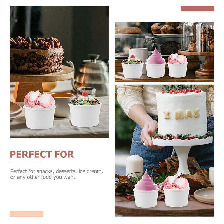 20 Sets Ice Cream Cups Pudding Packaging Vasitos Con Tapadera Para Postres  Paper Sample Serving Bowls 