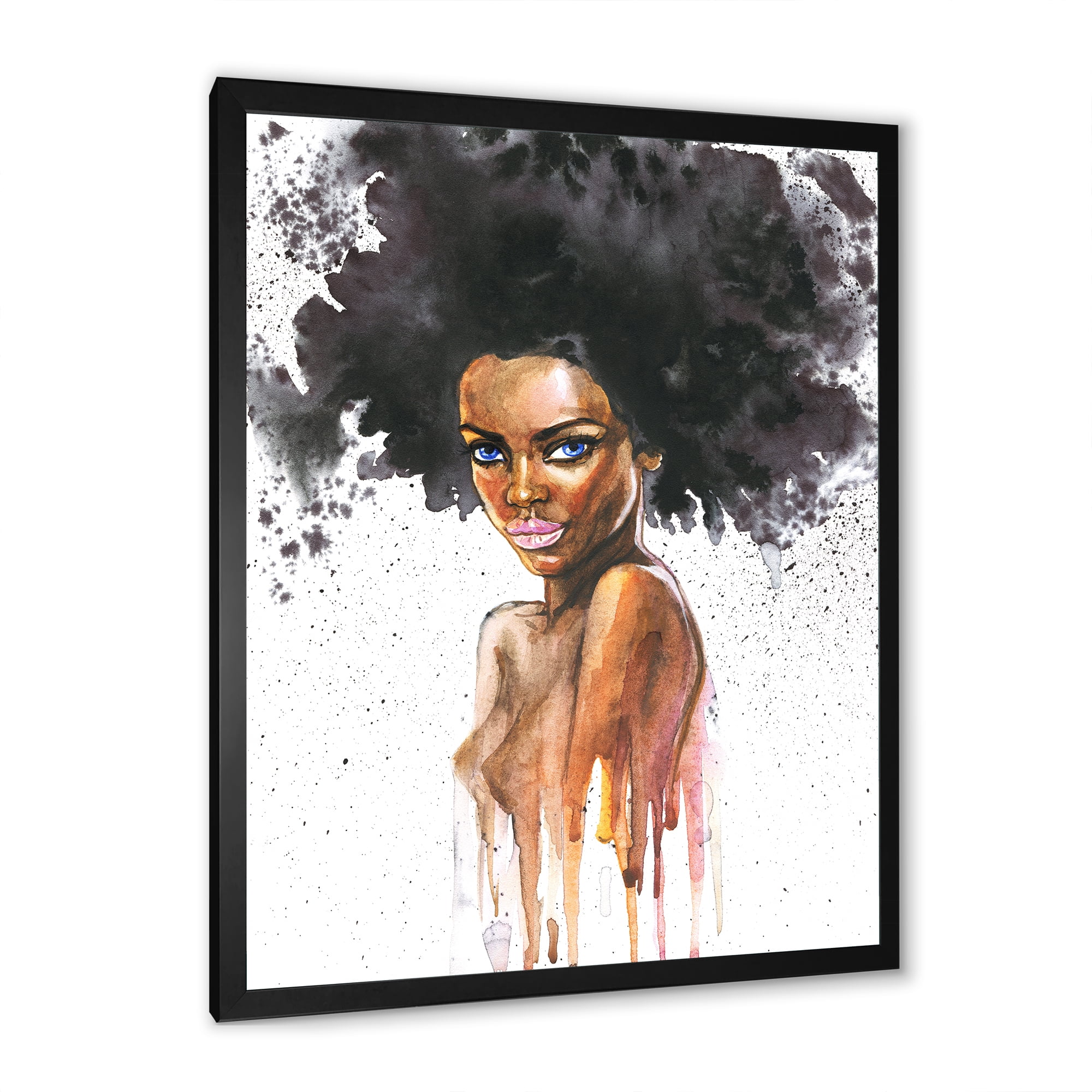 Designart 'Portrait of Afro American Woman VII' Modern Framed Art Print