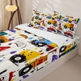 thumbnail image 3 of Castle Fairy Graffiti Cartoon Engineering Truck Zipper Full Size Comforter Sets with Fitted Sheet and 2 Pillowcases,Umbrella Raindrop Zipper Bedding Set for Bedroom,Yellow Red,4pcs,Reversible, 3 of 6