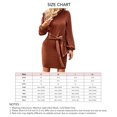 thumbnail image 1 of Women Round Neck Racking Pattern Long Sleeve Dress Waist Strap Hip Wrap Medium Length Dress For Dating Party Beach Daily Life, 1 of 6