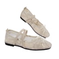thumbnail image 7 of HTHLVMD Lace Ballet Flats, Mary Janes, Cross Strap Flats, Breathable Mesh Shoes, Women's Lace Ballet Flats Cross Strap Mesh Breathable Mary Jane Shoes Low Cut Slip-On Dress Flats, Beige 5.5, 7 of 7