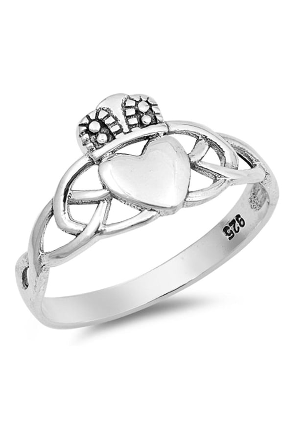 Claddagh Celtic Heart Friendship Ring .925 Sterling Silver Knot Band Jewelry Female Male Size 6