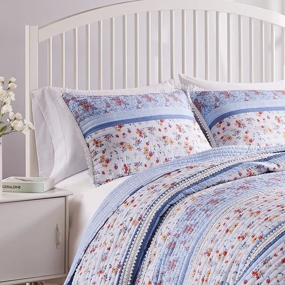 Greenland Home Fashions Betty Lace-Embellished Quilted Pillow Sham, Standard 20x26-inch