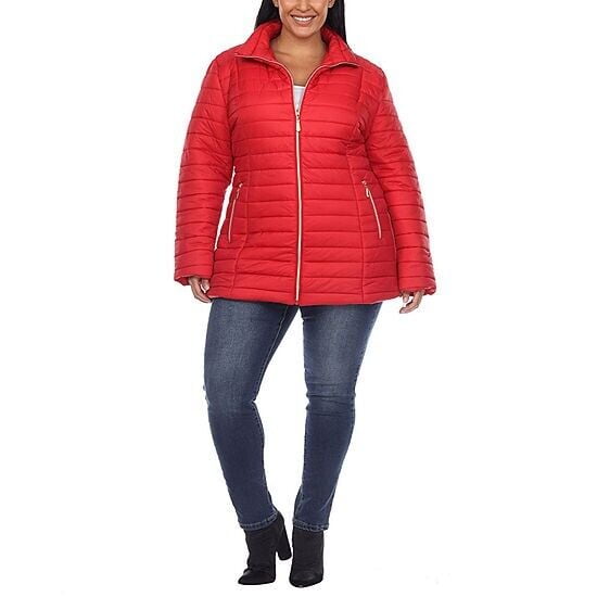 white mark knit midweight puffer jacket