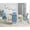 Blue, variant on Roundhill Furniture Amonia 5-Pc Dining Set, Turned-Leg Dining Table with 4 Tufted Chairs, Yellow