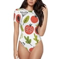 thumbnail image 2 of Goofa Tomatoes Printed Women Rash Guard Short Sleeve,Tummy control Swimsuit Surfing Swimsuit Bathing Suit One Piece Swimsuit UPF 50-X-Large, 2 of 9